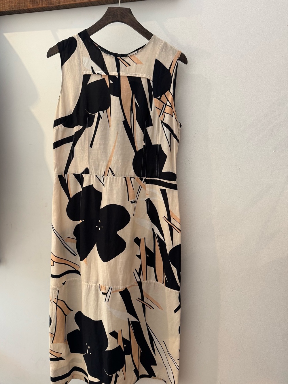 Marni Beige Midi Dress with Black & Tan Abstract Floral Print